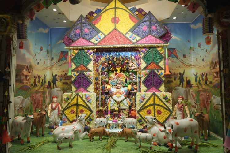 પવિત્ર ધનુર્માસ એકાદશી અને મકરસંક્રાંતિ પર્વ નિમિતે શ્રી કષ્ટભંજનદેવ દાદાને પ્રાકૃતિક થીમના વાઘા ધરાવી દાદાના સિંહાસન, મંદિરને રંગબેરંગી શેવન્તીના ફુલો દ્વારા પતંગ-ફીરકીનો પ્રાકૃતિક થીમનો દિવ્ય શણગાર કરાયો