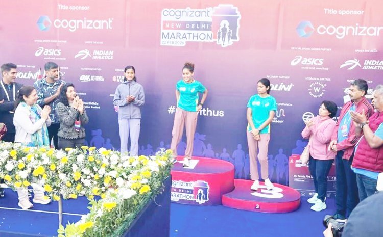 ખેતી બેંકની બ્રાન્ડ એમ્બેસેડર કુ.નિરમા ઠાકોરને "ન્યૂ દિલ્હી મેરેથોન ૨૦૨૬"માં નેશનલ ચેમ્પિયનનો તાજ પહેરાવાયો