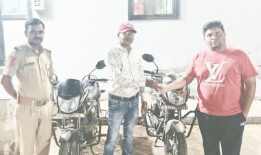 નેત્રમ સી.સી.ટી.વી. કેમેરાથી ભૂલથી બદલાયેલ બાઇક પોલીસે શોધી પરત આપ્યું