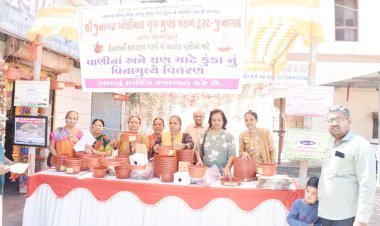 જૂનાગઢમાં પક્ષીઓ માટે પાણી અને ચણ માટેના કુંડા અને ચકલીના માળાનું વિનામુલ્યે વિતરણ કરાયું