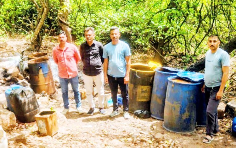 બરડા ડુંગરમા અજમાપાટનેશથી દુર પાણીની જરમાં દેશી દારૂની ભઠ્ઠી પકડી પાડતી રાણાવાવ પોલીસ