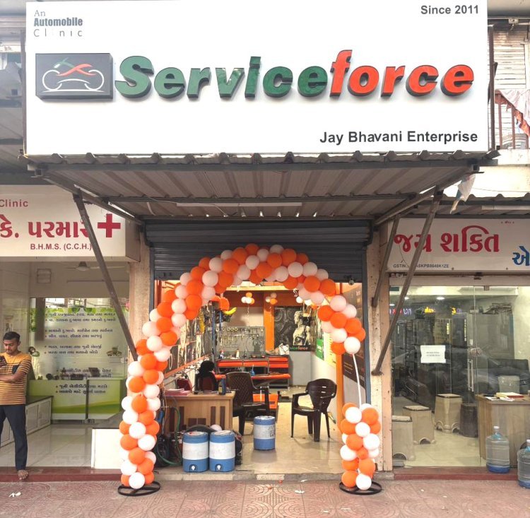 ટુ-વ્હીલર સર્વિસ ક્ષેત્રની અગ્રણી કંપની ‘સર્વિસફોર્સ’નું રાજકોટમાં અવિરત વિસ્તરણ : પુનિતનગર, ૮૦ફૂટ રોડ ઉપર ૧૨માં આઉટલેટનો ભવ્ય શુભારંભ