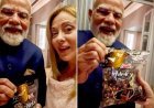 મોદીએ મેલોનીને મેલોડી ટ્રોફી ભેટ આપી