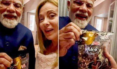 મોદીએ મેલોનીને મેલોડી ટ્રોફી ભેટ આપી