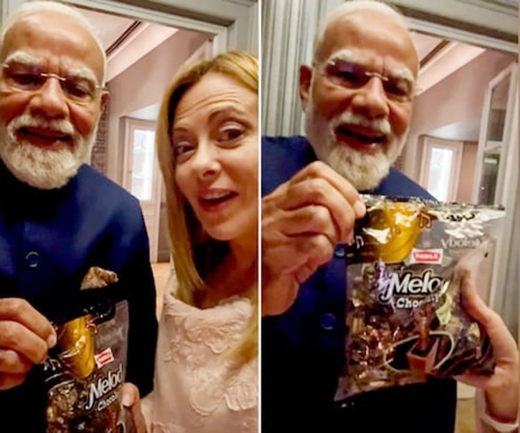 મોદીએ મેલોનીને મેલોડી ટ્રોફી ભેટ આપી