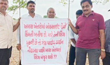 દ્વારકા જીલ્લાના ખેડૂતોએ પોતાના ખેતરમાં બેનર લગાવ્યા : જરૂરી સરવે અને પૂરતું વળતર ચૂકવવા માંગ