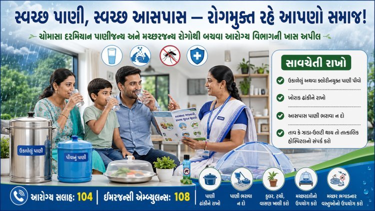 ચોમાસા બાદ આરોગ્ય વિભાગની ચેતવણી: ઉકાળેલું પાણી પીવો, મચ્છરજન્ય રોગોથી બચો