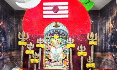 શ્રાવણ માસમાં શ્રી કષ્ટભંજનદેવ મંદિરના ગર્ભગૃહમાં શિવલિંગ થીમ આધારિત શિવસ્વરૂપ શણગાર કરાયો