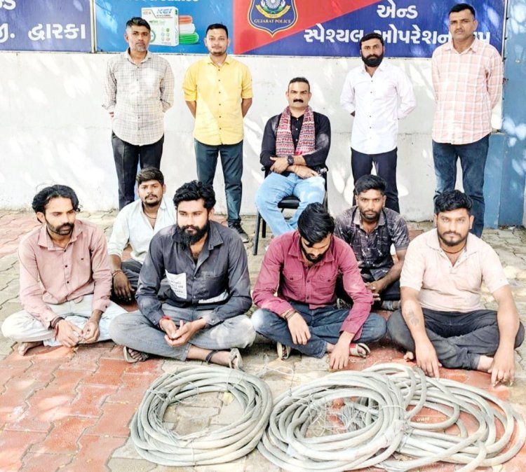 દ્વારકા પંથકમાં પવનચક્કીના કોપર વાયરની ચોરી પ્રકરણમાં છ આરોપીઓ ઝડપાયા
