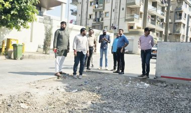 જૂનાગઢમાં રસ્તાનાં ચાલતા કામોનું પદાધિકારીઓ દ્વારા નિરીક્ષણ કરાયું